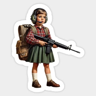 The Little Girl and a Toy Gun Sticker